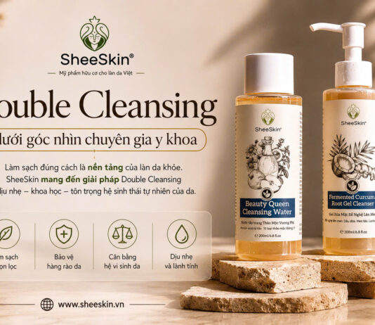 Double Cleansing dưới góc nhìn chuyên gia y khoa: Tại sao làn da cần Nước Tẩy Trang và Gel Rễ Nghệ SheeSkin?